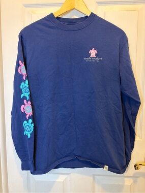 Simply Southern Navy Crewneck Tee with Logo Tag